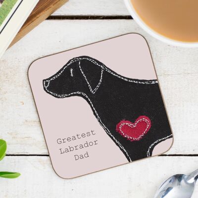 Labrador Greatest Dog Parent Coaster - Dad - Without Gift Folder - Black