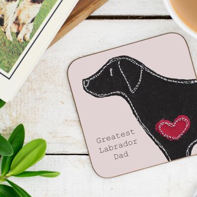 Labrador Greatest Dog Parent Coaster - Dad - Without Gift Folder - Black