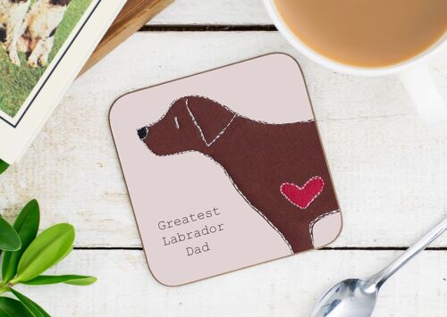 Labrador Greatest Dog Parent Coaster - Dad - Without Gift Folder - Chocolate