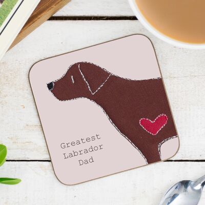 Labrador Greatest Dog Parent Coaster - Dad - Without Gift Folder - Chocolate