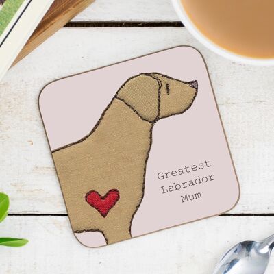 Labrador Greatest Dog Parent Coaster - Mum - Without Gift Folder - Yellow