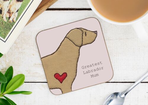 Labrador Greatest Dog Parent Coaster - Dad - Without Gift Folder - Yellow
