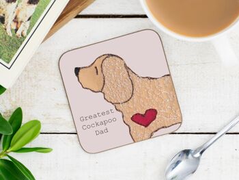Cockapoo Greatest Dog Parent Coaster - Papa - Avec Dossier Cadeau 3