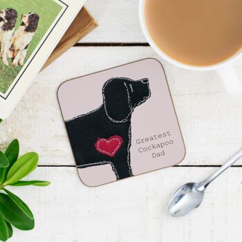 Cockapoo Greatest Dog Parent Coaster - Papa - Avec Dossier Cadeau 7