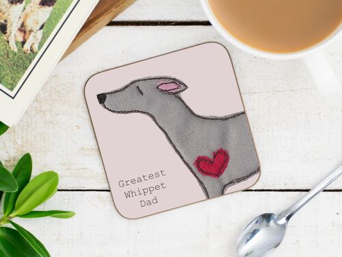 Whippet Greatest Dog Parent Coaster - Dad - With Gift Folder