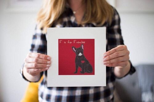 French Bulldog Print - F is for Frenchie - Pied - Unframed