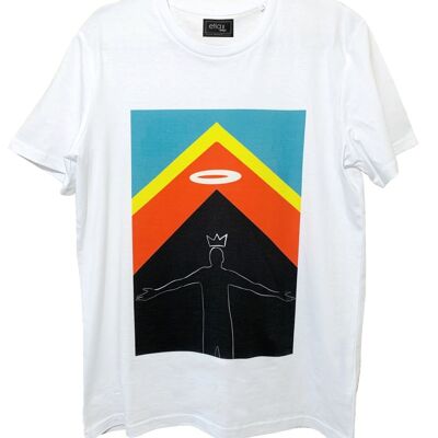 KING Organic Unisex White T-Shirt with Colourful Print