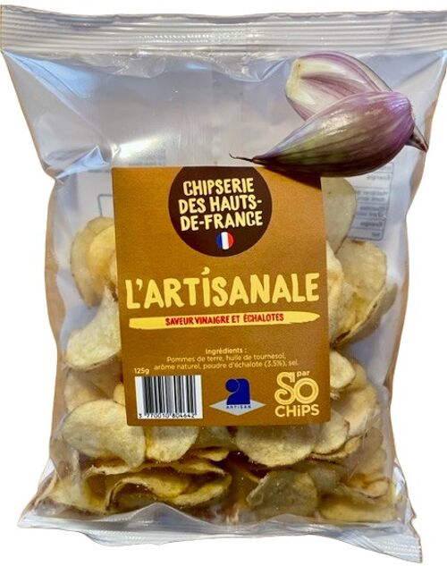 Chips L'ARTiSANALE Vinaigre & échalotes 125g Label Qualité Artisan