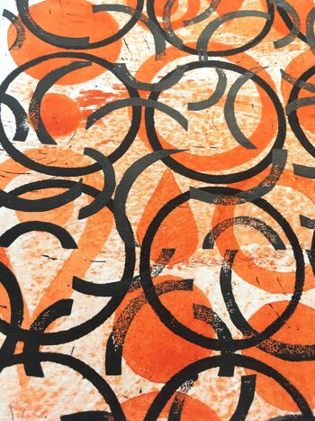 Imprimé linogravure orange 2