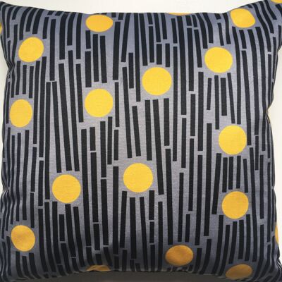 Linear square velvet cushion in Yellow