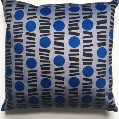 Little Lines Square Velvet cushion in Blue