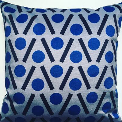 Cuscino quadrato Chevron in velluto blu