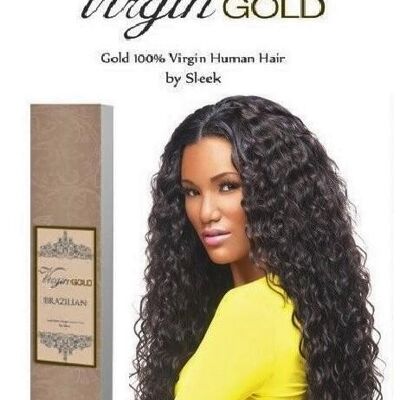 Sleek Virgin Gold Brazilian Gold Curl Human Hair Weave Extensions - 22��� - 1B