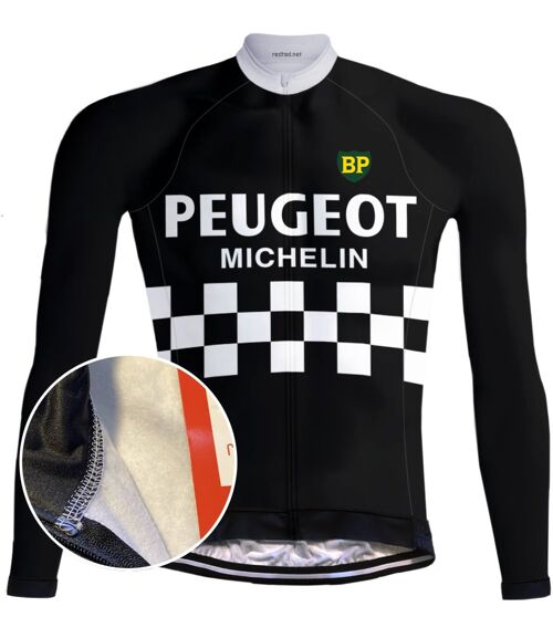 Retro Wielerjack (fleece) Peugeot Zwart/Wit - REDTED