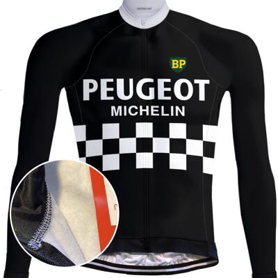 Retro Wielerjack (polaire) Peugeot Zwart/Wit - REDTED