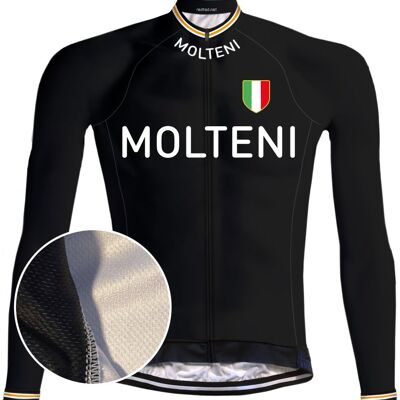 Camiseta retro de Wielers con Lange Mouwen Molteni Zwart - REDTED