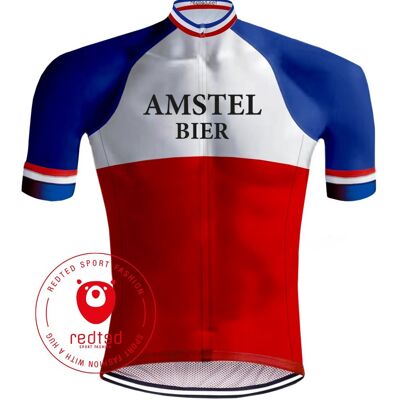 Rétro Wielershirt Amstel Bier Rood/Blauw - REDTED