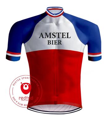 Rétro Wielershirt Amstel Bier Rood/Blauw - REDTED 1