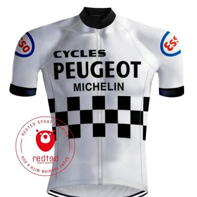 Rétro Wielershirt Peugeot Wit/Zwart - REDTED