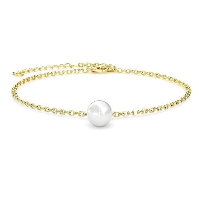 Pulsera de perlas de cristal: oro y perla