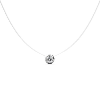 Collier Moon : Argenté et Cristal