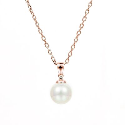 Necklace and Pendant Full Moon Pearl: Rose Gold and Pearl