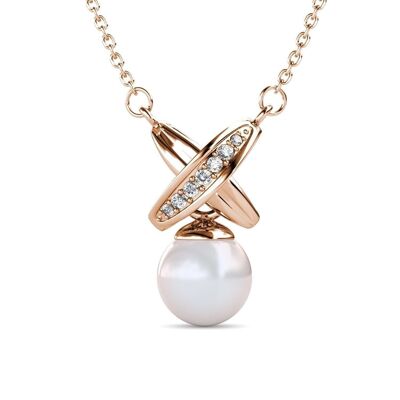 Chris Pearl Necklace: Rose Gold and Crystal