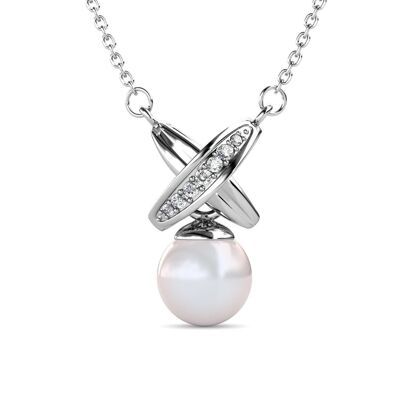 Collier Chris Pearl : Argenté et Cristal