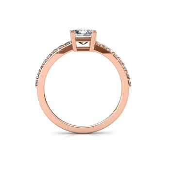 Bague Simple Square : Or Rosé et Cristal 5