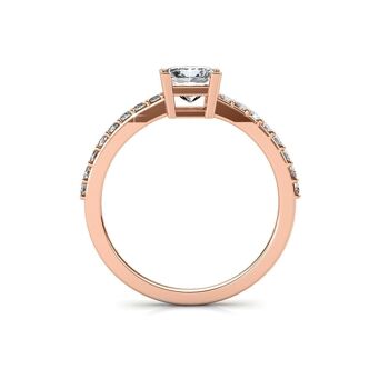 Bague Simple Square : Or Rosé et Cristal 12