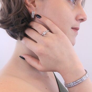 Bague Simple Square : Argenté et Cristal 18