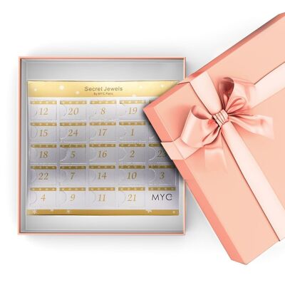 Calendario dell'Avvento 12 gioielli, 11 perline e 1 accessorio a sorpresa: oro rosa e cristallo