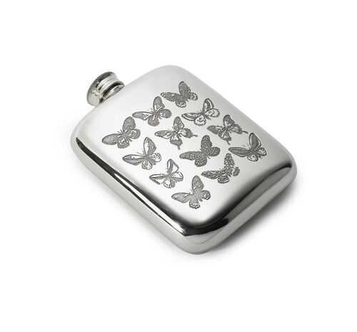 4oz Butterfly Pewter Pocket Flask