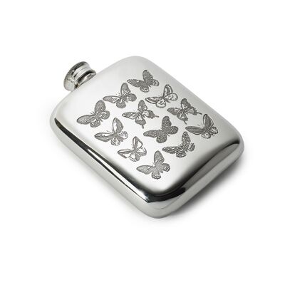 4oz Butterfly Pewter Pocket Flask