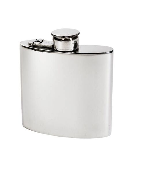 4oz Plain Pewter Kidney Hip Flask with Captive Top