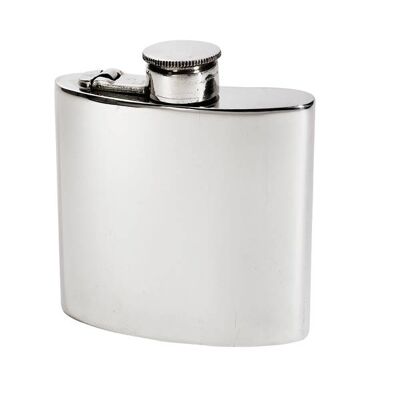 4oz Plain Pewter Kidney Hip Flask with Captive Top