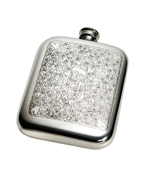 6oz Love Skull Pewter Pocket Flask