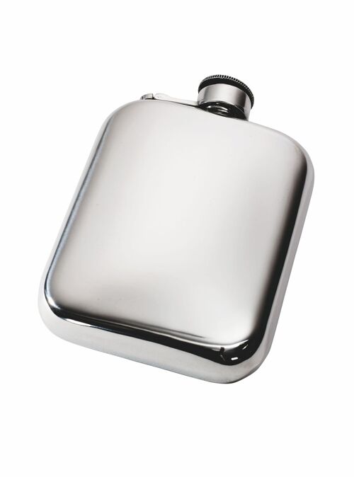 6oz Plain Pewter Pocket Flask with Captive Top