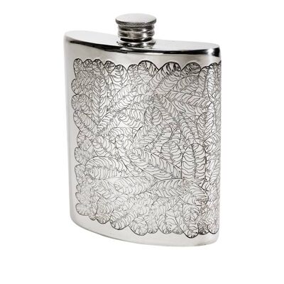 6oz Tiger Leaf Pewter Kidney Flask