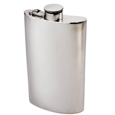 8oz plain Pewter Kidney Hip Flask with Captive Top