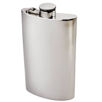 8oz plain Pewter Kidney Hip Flask with Captive Top