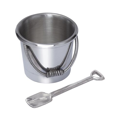Bucket and Spade Pewter Egg Cup & Spoon