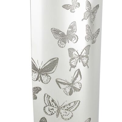 Jarrón de peltre con estampado de mariposas