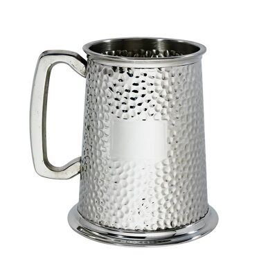 Hammered 1 pint pewter Tankard