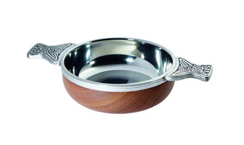 Large Wood and pewter Quaich