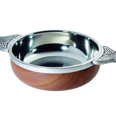 Large Wood and pewter Quaich