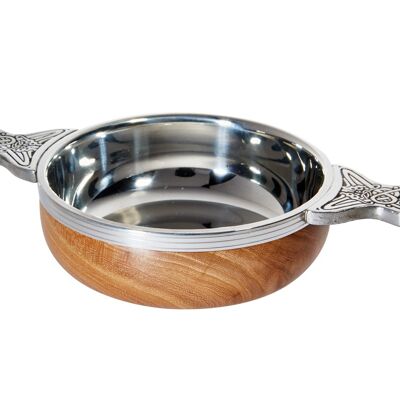 Medium Wood and Pewter Quaich