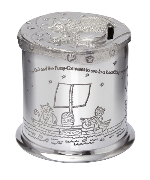 Owl and Pussycat Pewter Money Box