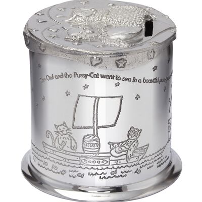 Owl and Pussycat Pewter Money Box