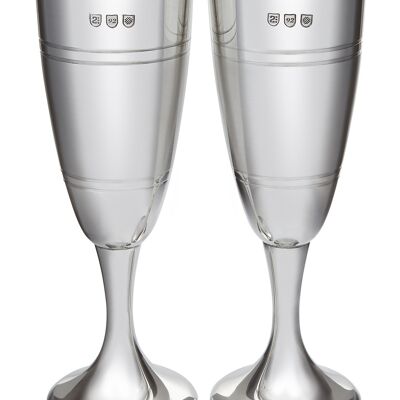 Pair of Part Satin Pewter Celebration Flutes